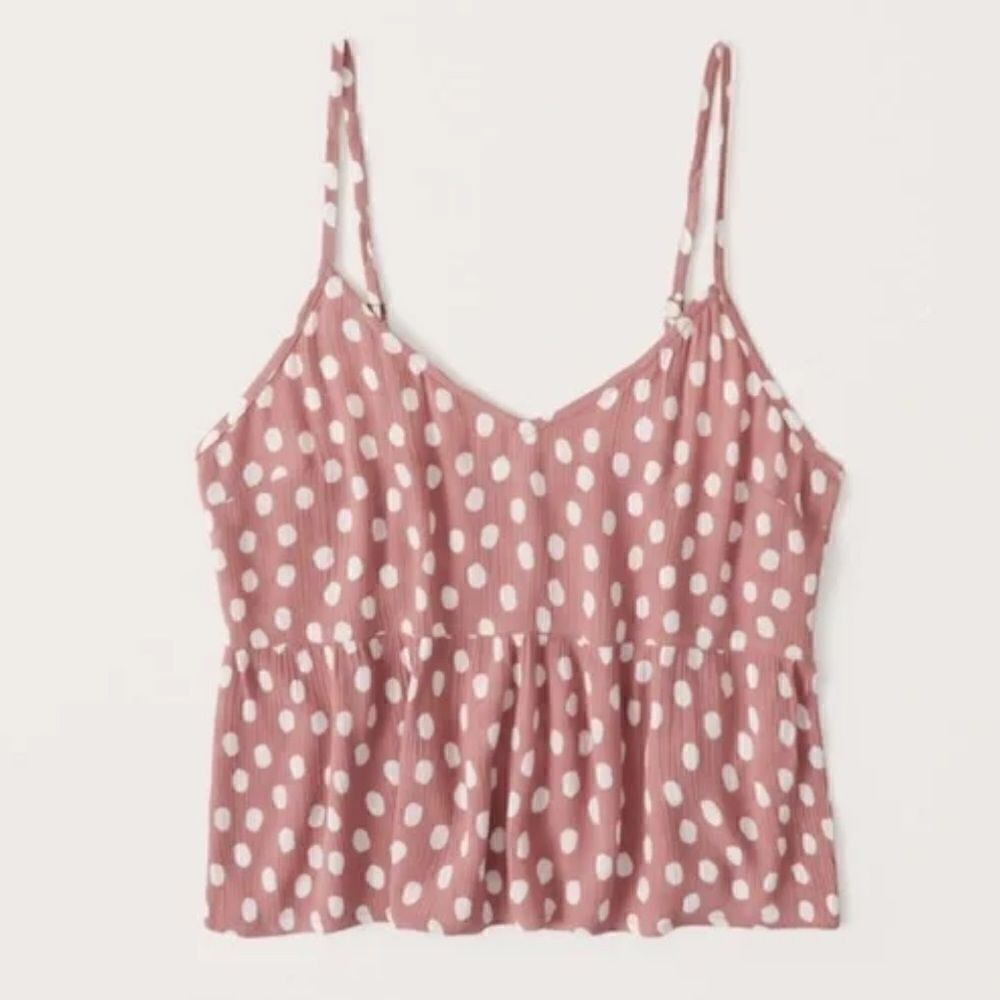 New Abercrombie and Fitch Light Pink Dot Trapeze Cami Size Medium